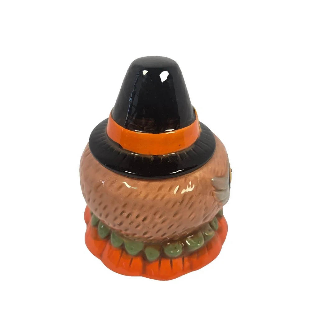 Johanna Parker Transpac Halloween Owl Witch Hat Ceramic Canister Candy Jar 5.5